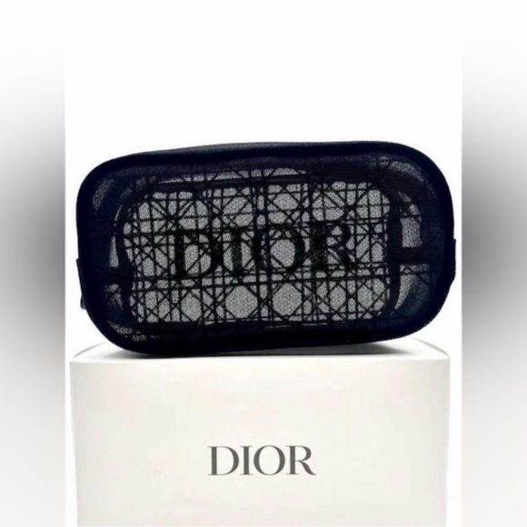 NEW Dior Black Mesh Canage Tote Bag & Pouch Case Clutch Set - Picture 10 of 10